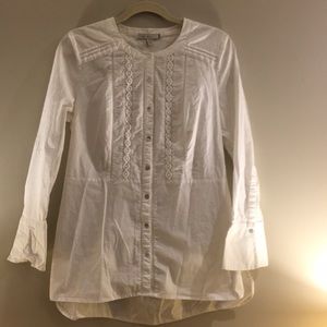 White cotton button-up top